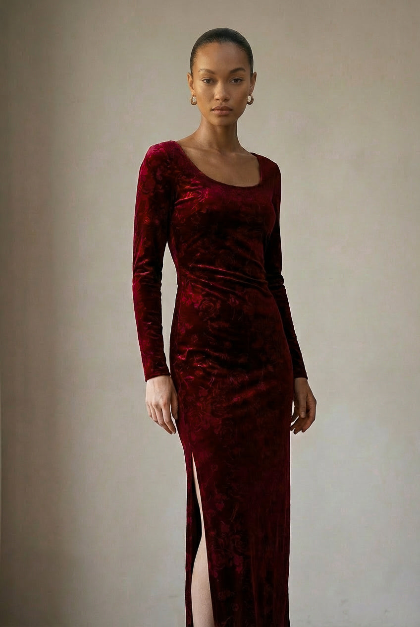 Velvet Rose Dress – Romantic Velvet Maxi Dress – Deral