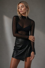 Faux Leather Wrap Skirt