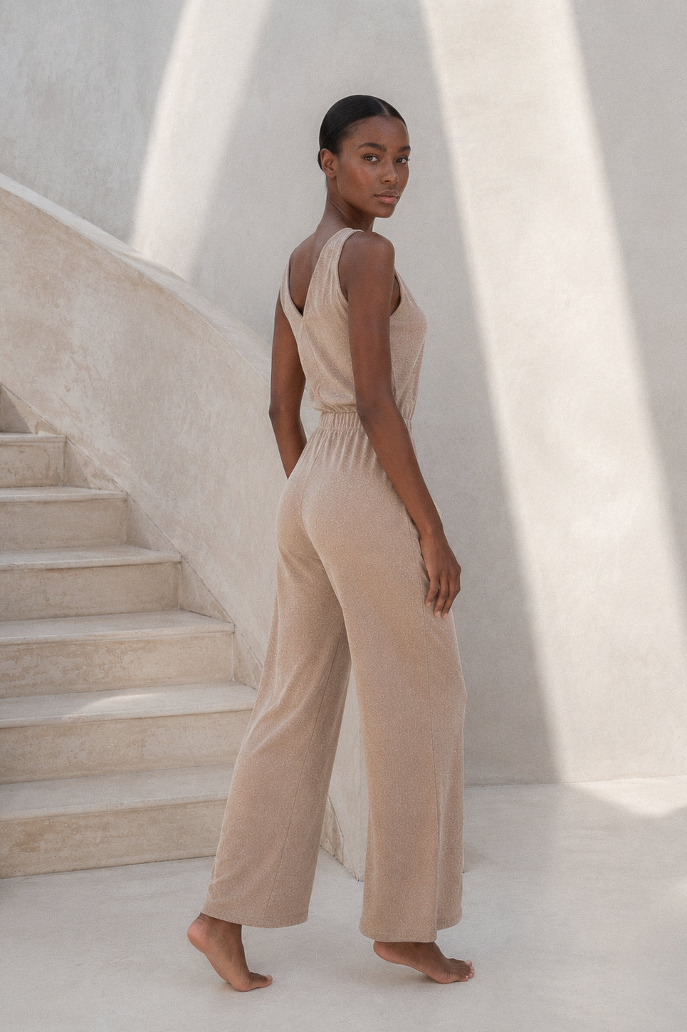 Sparkly Beige Maxi Jumpsuit
