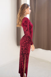 Velvet Maxi Rose Dress