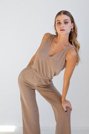 Sparkly Beige Maxi Jumpsuit