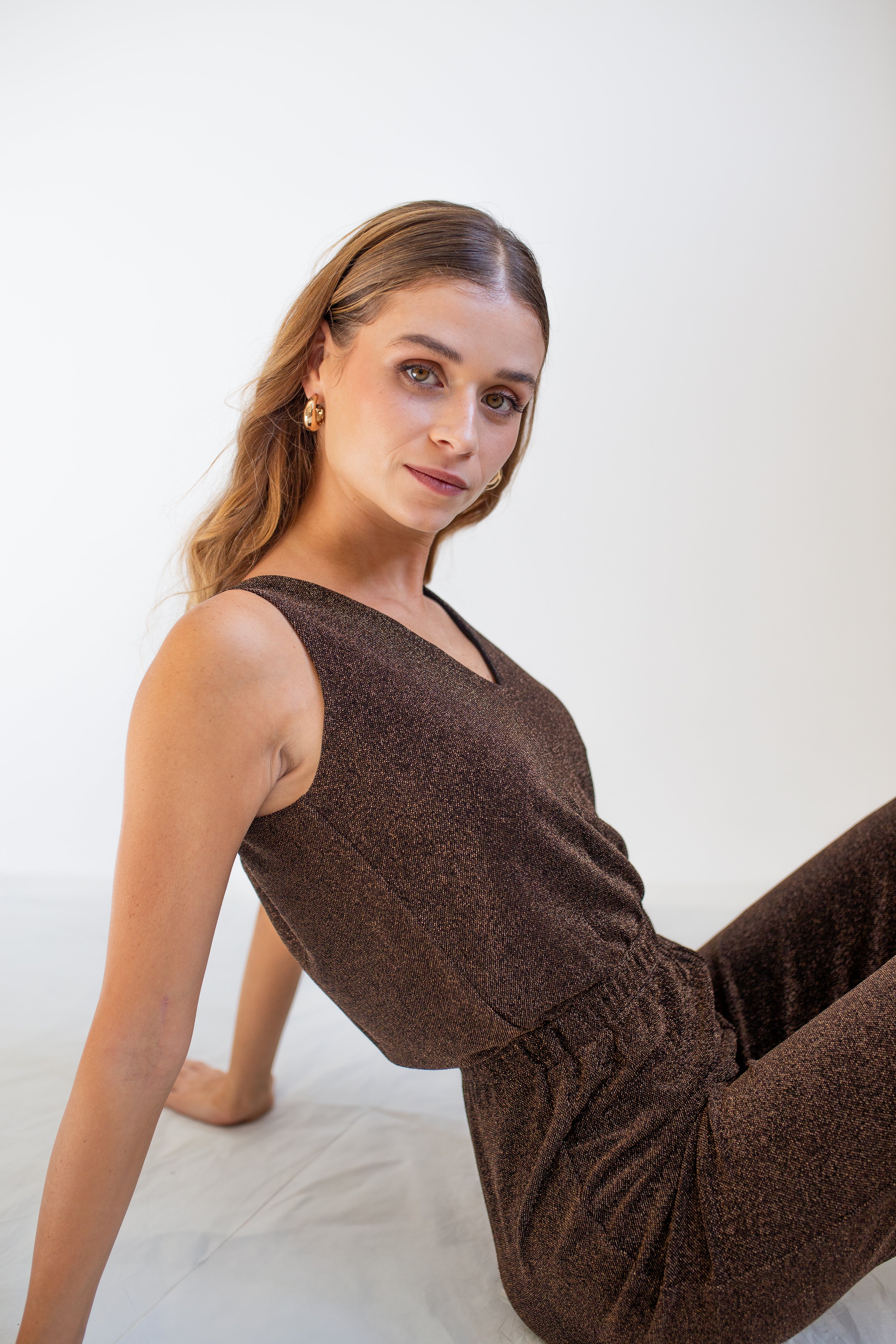 Sparkly Brown Maxi Jumpsuit
