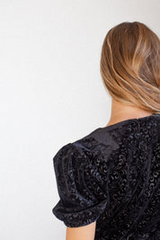 Velvet Romper With Puffed Sleeves