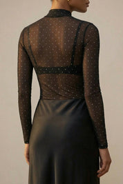 Mesh Rhinestone Bodysuit