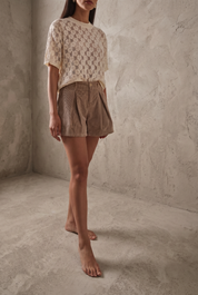 Corduroy Tailored Shorts – Brown