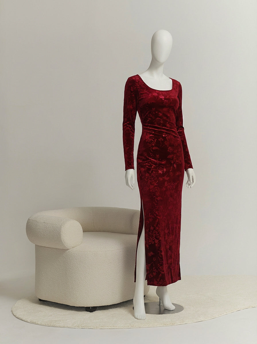 Velvet Rose Dress – Romantic Velvet Maxi Dress