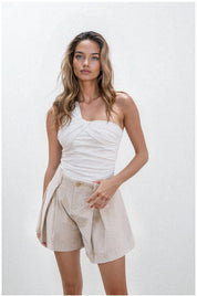 Corduroy Tailored Shorts – Beige