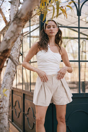 Corduroy Tailored Shorts – Beige