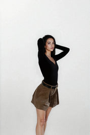 Corduroy Tailored Shorts – Brown